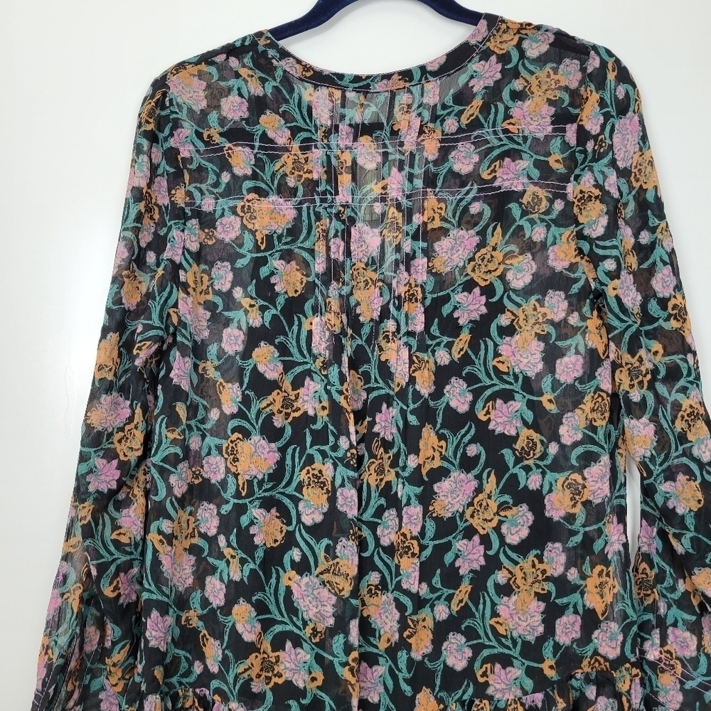 NWT Free People See It Through Floral Pleated Boho Maxi Dress Size Small - Picture 10 of 15